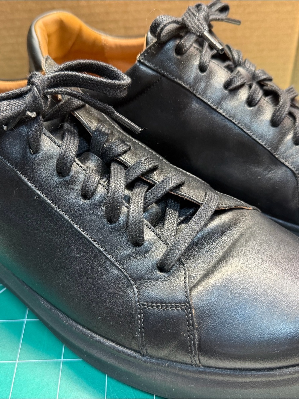 Allen Edmonds Black Leather Low-Top Sneakers